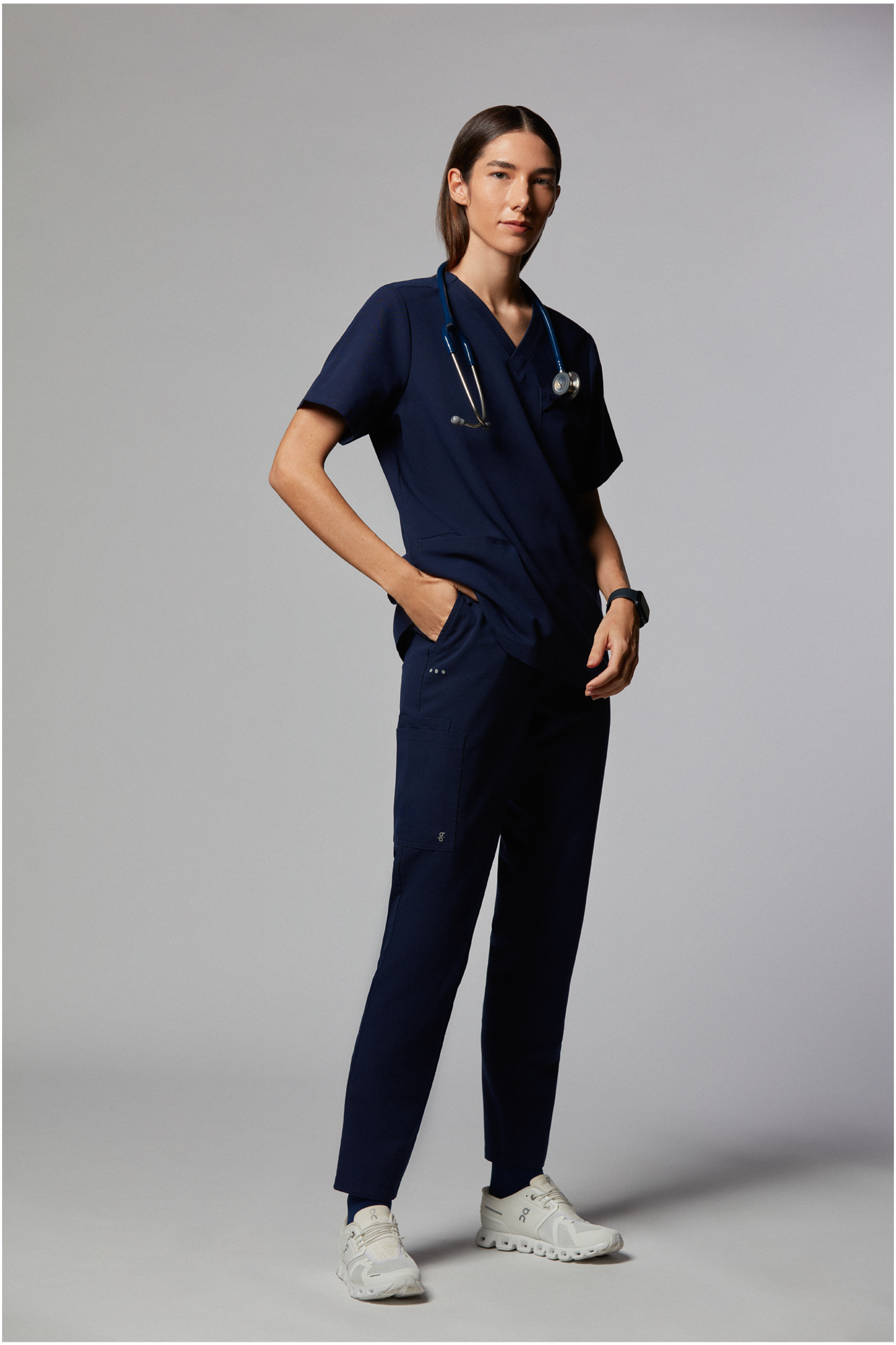 camiseta scrub feminina Tech Elizabeth Azul Marinho - Pijama Cirurgico