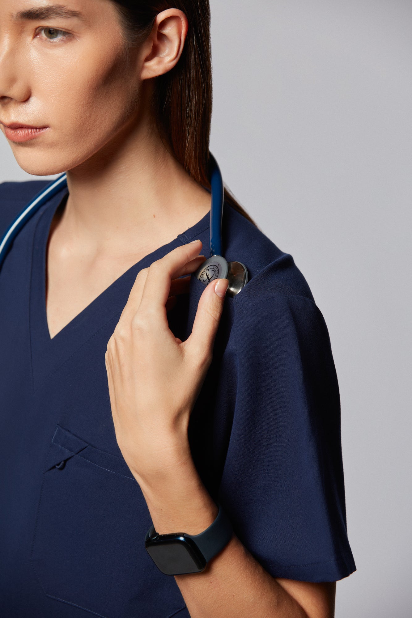 camiseta scrub feminina Tech Elizabeth Azul Marinho - Pijama Cirurgico