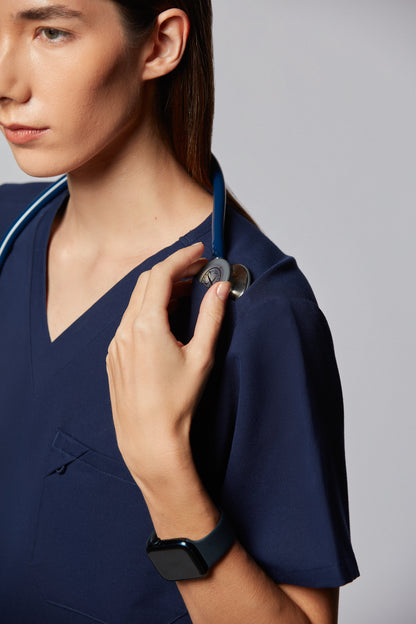 camiseta scrub feminina Tech Elizabeth Azul Marinho - Pijama Cirurgico