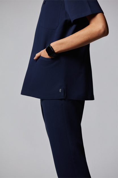 camiseta scrub feminina Tech Elizabeth Azul Marinho - Pijama Cirurgico