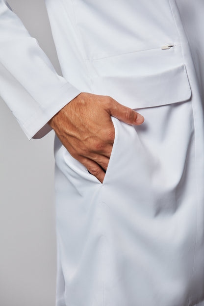 jaleco masculino Tech Fleming Branco - Elegante